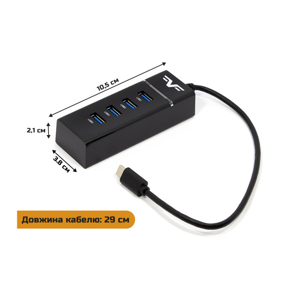 Фото - Хаб USB Frime 4xUSB 2.0 Type-C Black (FH-20060)
