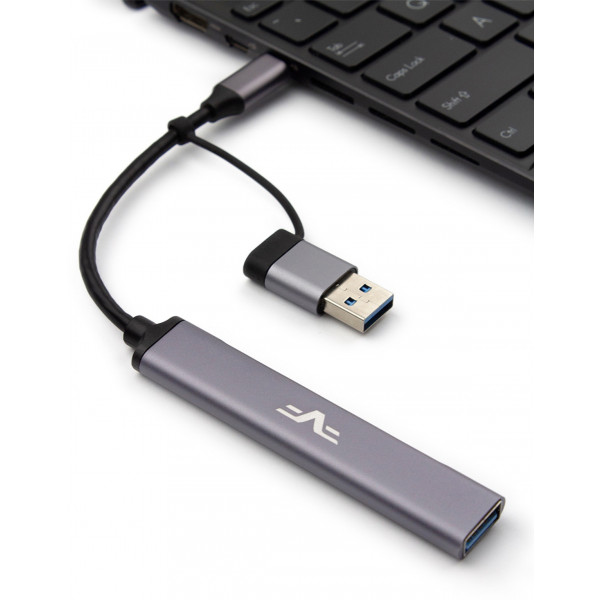 Фото - Хаб USB Frime 1xUSB3.0, 3xUSB2.0 Silver (FH-20152)