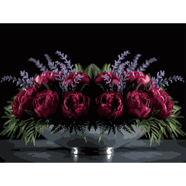 Фото - Картина за номерами Strateg Квітковий настрій на чорному фоні 30х40 (FH-38)