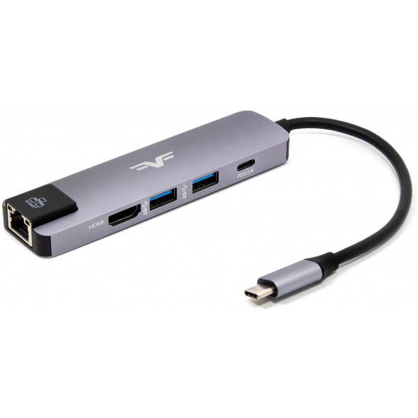 Фото - Хаб USB Frime 2*USB3.0, PD, HDMI, RJ45 Space Grey (FH-5in1.311HL)
