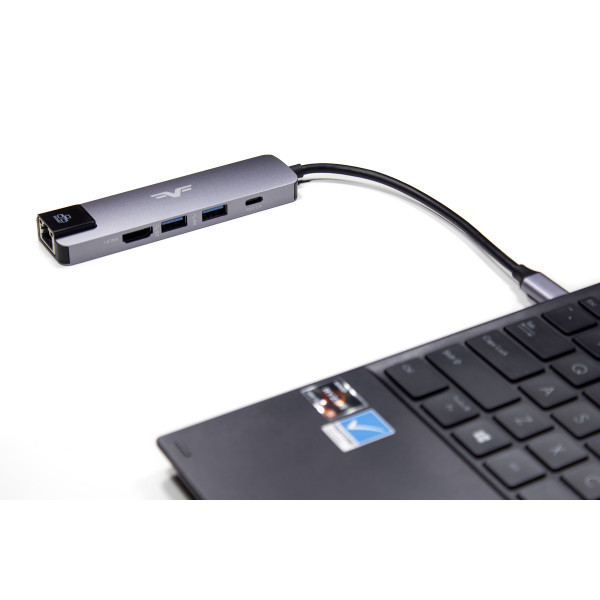 Фото - Хаб USB Frime 2*USB3.0, PD, HDMI, RJ45 Space Grey (FH-5in1.311HL)