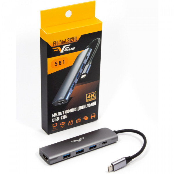 Фото - Хаб USB Frime 3*USB3.0, PD, HDMI Space Grey (FH-5in1.312HP)