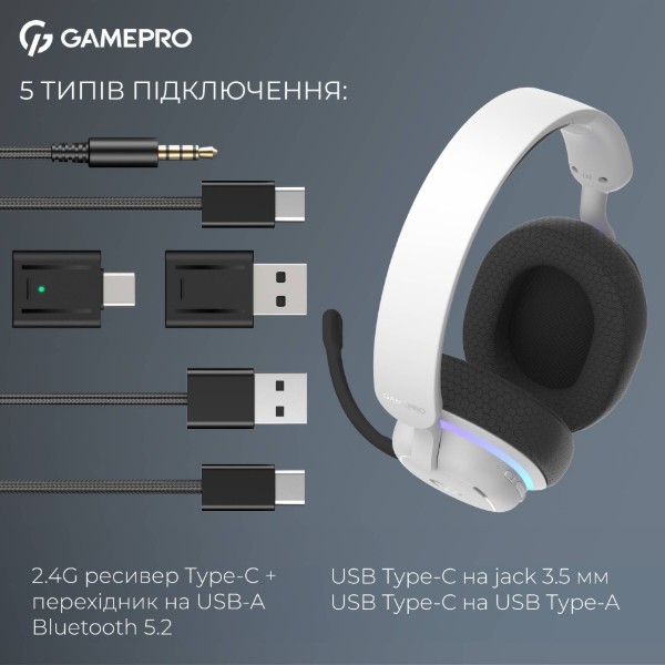 Фото - Гарнитура беспроводная игровая GamePro Asgard Bragi (HSW250W)