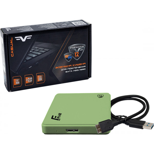 Фото - Внешний карман Frime 2.5" SATA HDD/SSD Plastic USB 3.0 Green (FHE14.25U30)
