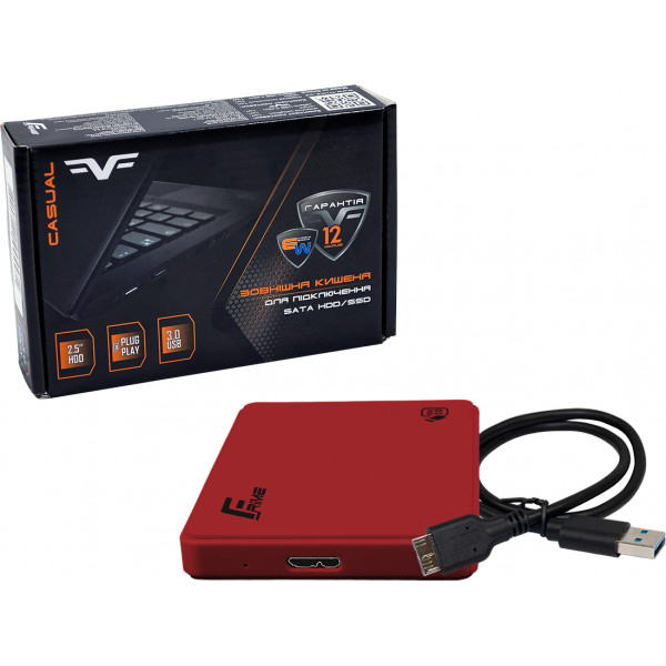 Фото - Внешний карман Frime 2.5" SATA HDD/SSD Plastic USB 3.0 Red (FHE15.25U30)