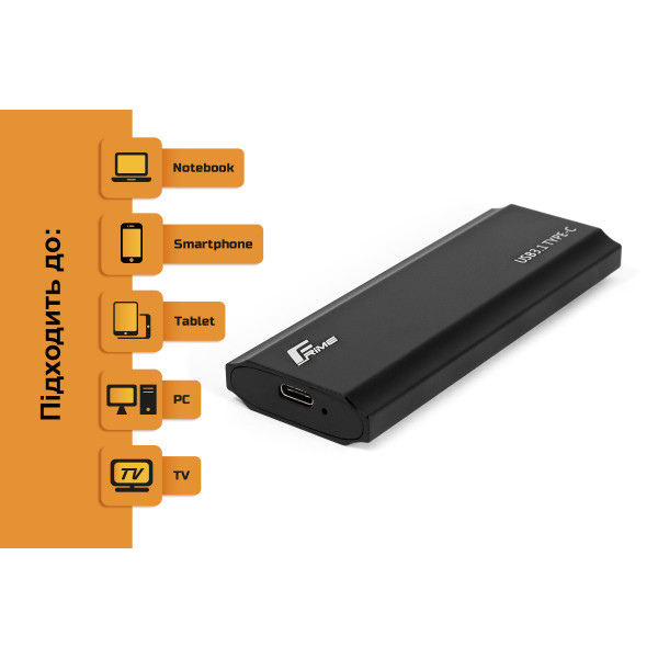 Фото - Внешний карман Frime M.2 NVMe PCIe Metal USB 3.2 Type-C up to 10Gb/s Black (FHE300.M2UC)