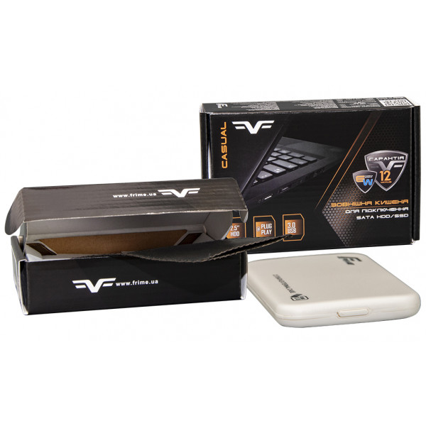 Фото - Внешний карман Frime SATA HDD/SSD 2.5'' USB 3.0 Plastic, White (FHE71.25U30)