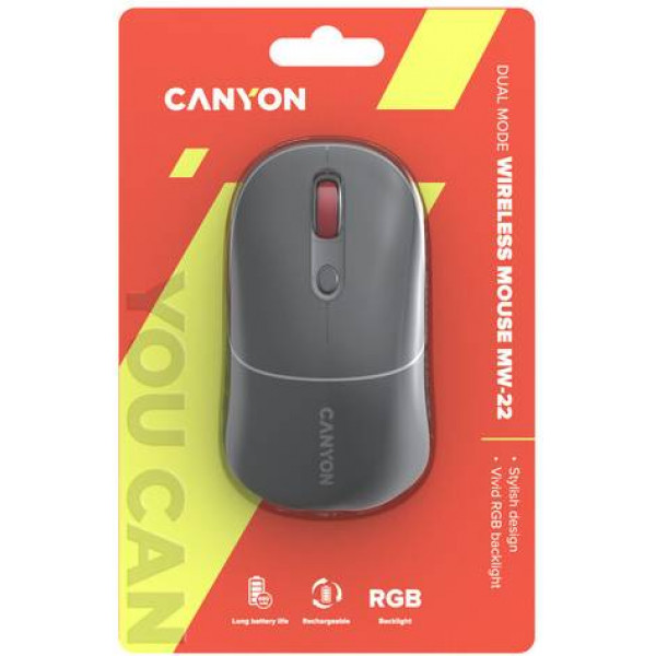 Фото - Мышь беспроводная Canyon MW-22 Dual Band RGB Wireless Dark Grey (CNS-CMSW22DG)