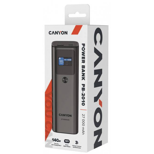 Фото - Батарея мобільна Canyon PB-2010 TFT 27000mAh PD140W Dark Grey (CNE-CPB2010DG)