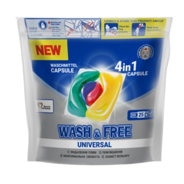 Фото - Капсули для прання WASH & FREE 25шт