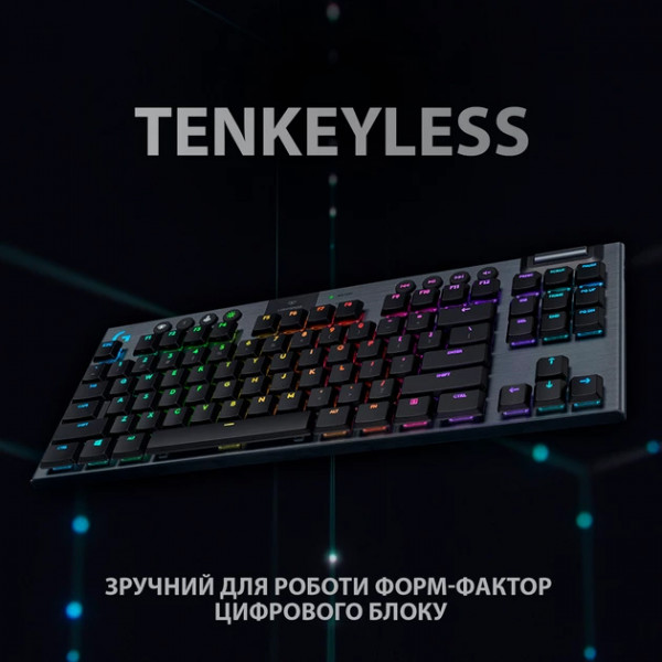 Фото - Клавіатура бездротова ігрова Logitech G915 TKL Tenkeyless LIGHTSPEED RGB Mechanical Clicky Switch Carbon UA (920-009537)