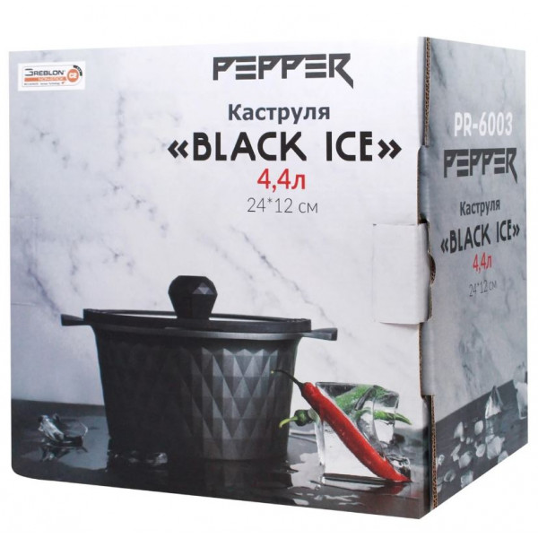 Фото - Кастрюля Pepper Black Ice Greblon C2 4,4л. 24x12 см (PR-6003)