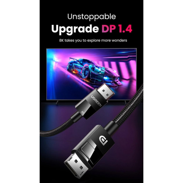 Фото - Кабель UGREEN DP114 DP 1.4 Male to Male 1m Black (80390)