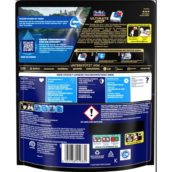 Фото - Таблетка для посудомийної машини Finish Ultimate Plus All in 1, 25 шт