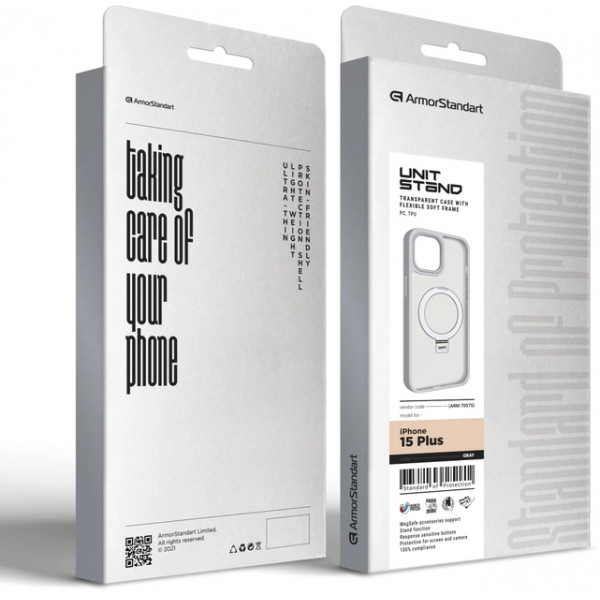 Фото - Чехол для смартфона Armorstandart Unit Stand for Apple iPhone 15 Plus Grey (ARM70575)