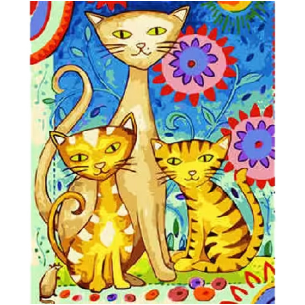 Фото - Картина по номерам Strateg Семейство кошачьих 40х50 см (VA-1484)