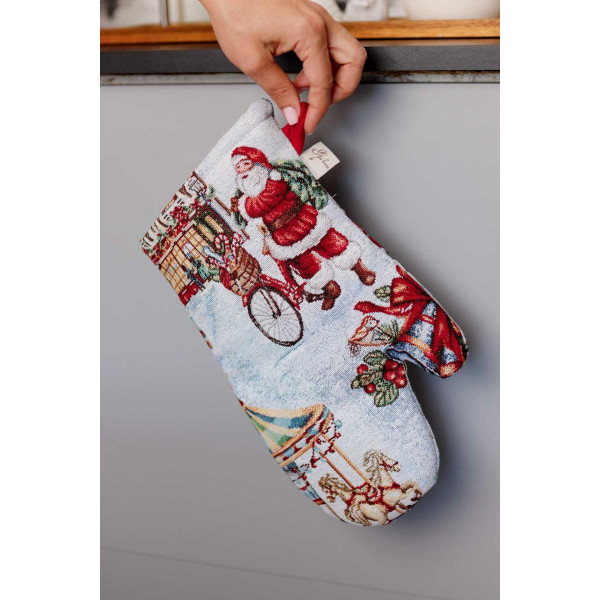 Фото - Прихватка-рукавиця Прованс Новорічна гобеленова Carousel 32х15 см (041779)