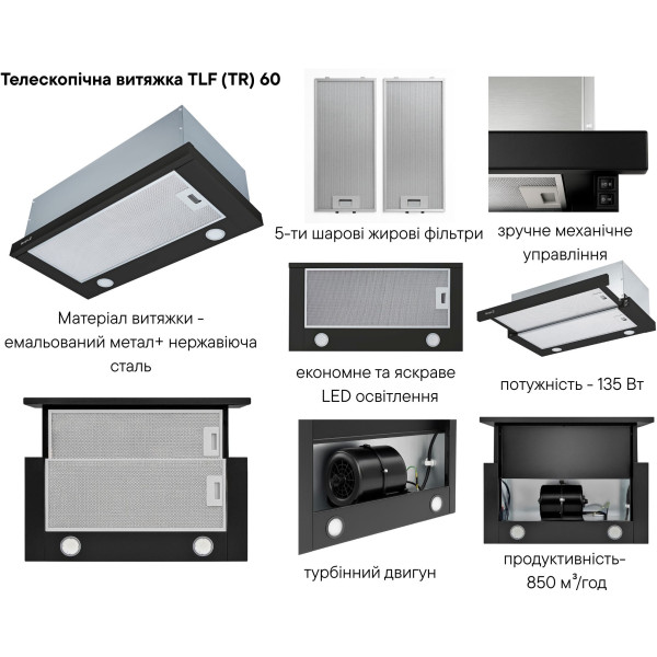 Фото - Вытяжка встраиваемая Borgio TLF (TR) 50 Black
