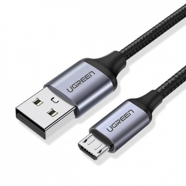 Фото - Кабель синхронізації даних UGREEN US290 USB - Micro USB Cable Aluminum Braid 1m Black (60146)
