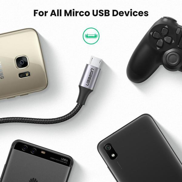 Фото - Кабель синхронізації даних UGREEN US290 USB - Micro USB Cable Aluminum Braid 1m Black (60146)