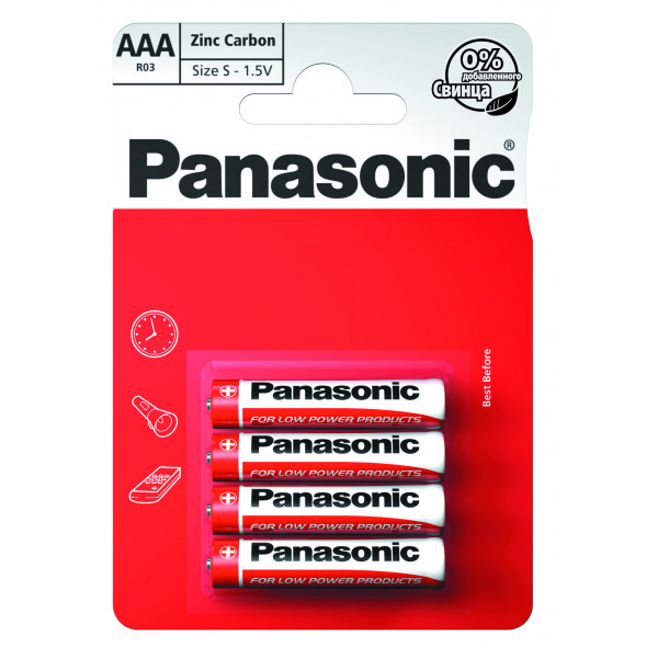 Фото - Батарейка тип AAA Panasonic RED ZINK R03 BLI 4 ZINK-CARBON