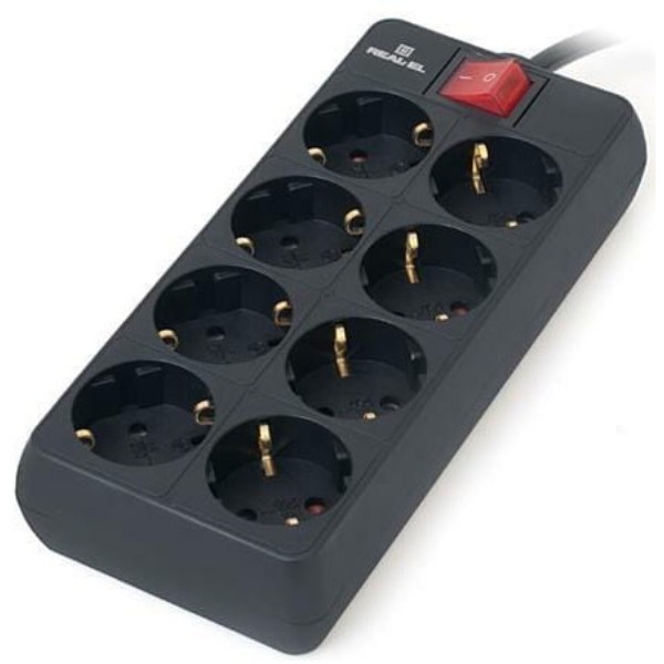 Фото - Мережевий фільтр REAL-EL RS-8 Protect 5m Black (EL122300024)