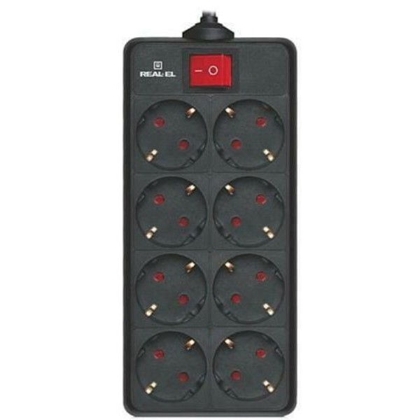 Фото - Мережевий фільтр REAL-EL RS-8 Protect 5m Black (EL122300024)