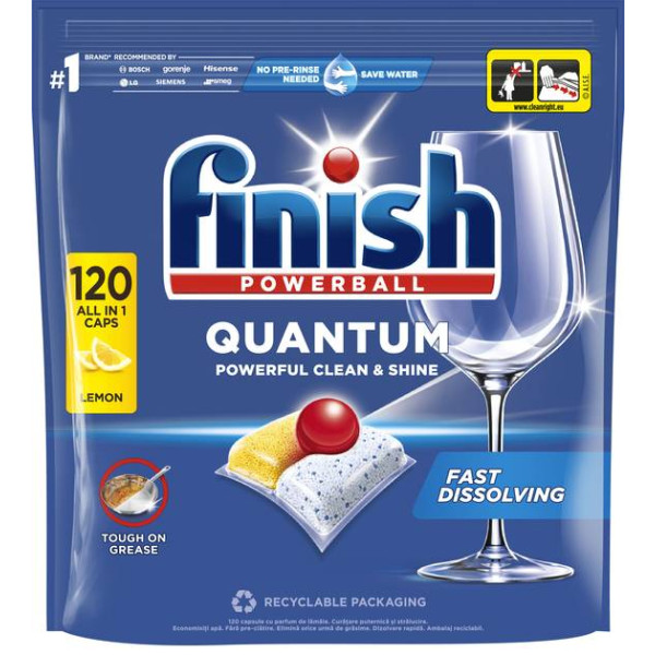 Фото - Таблетка для посудомийної машини Finish Quantum All in 1 Лимон 120 шт