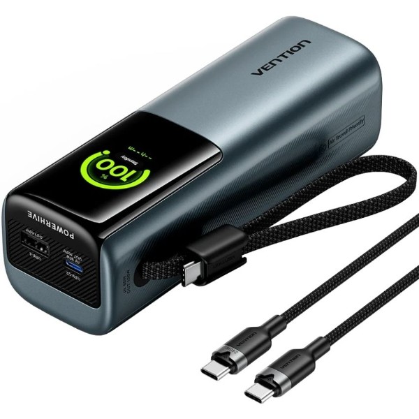 Фото - Батарея мобільна Vention 20000mAh 165W Built-in USB-C Gray (FKFH0)