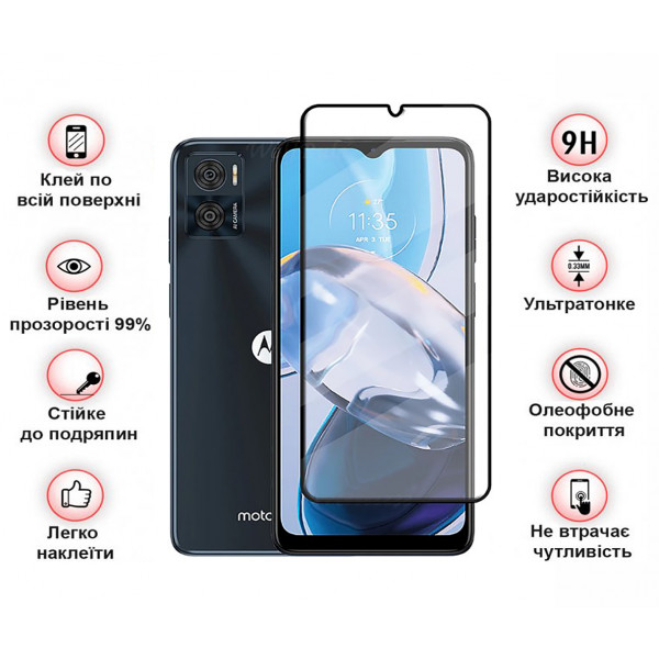 Фото - Захисне скло для смартфону BeCover for Motorola Moto E22/E22i Black (709731)