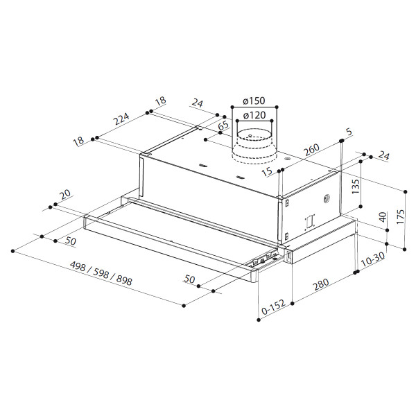 Фото - Витяжка вбудована Faber Flexa NG GLASS LUX BK A60