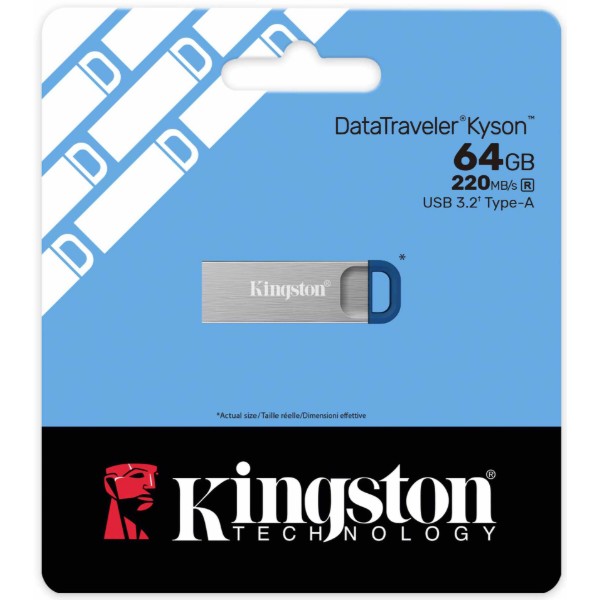 Фото - Флеш USB Kingston 64GB USB 3.2 Type-A Gen1 DT Kyson R220MB/s (DTKNG2/64GB)