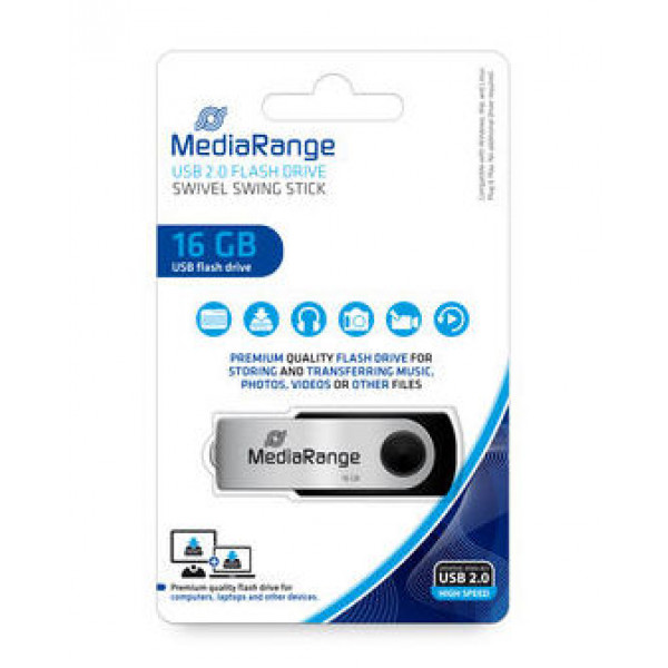 Фото - Флеш USB MediaRange USB2.0 16GB Black/Silver (MR910)
