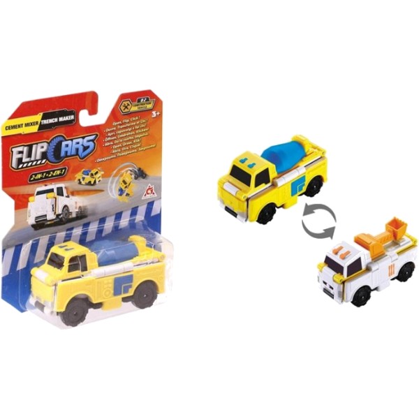 Фото - Машинка-трансформер Flip Cars 2 в 1 Бетономішалка і Траншеєкопач (EU463875-02)