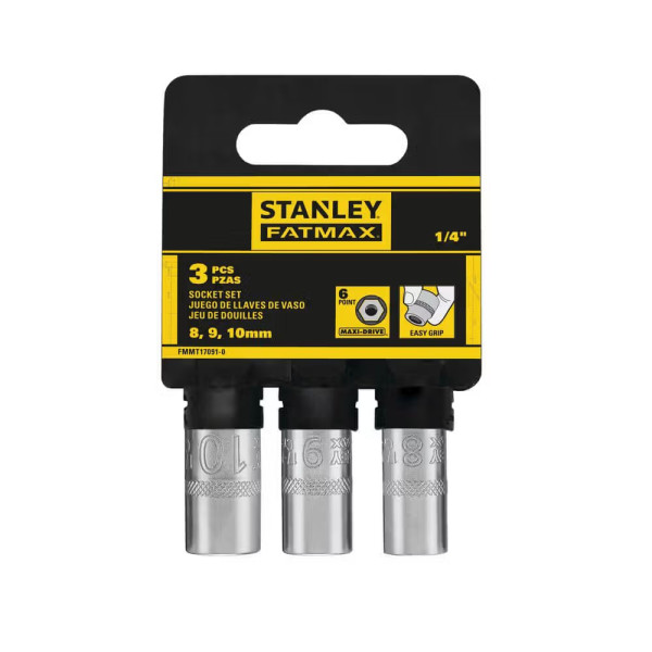 Фото - Набір торцевих голівок Stanley 1/4" Maxi Drive 3 шт. (FMMT17091-0)