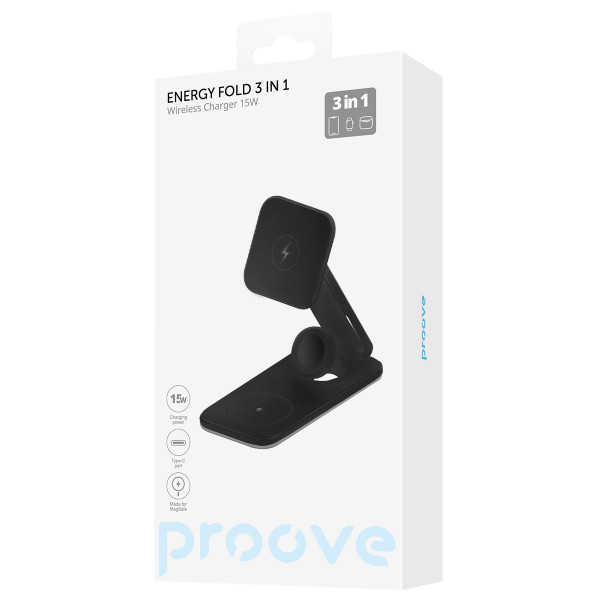 Фото - Бездротовий зарядний пристрій Proove Energy Fold 3 in 1 Black (WSEF15010001)