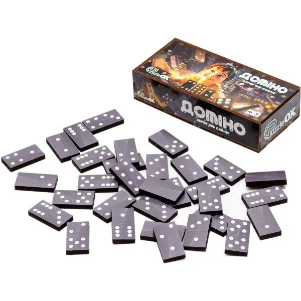 Фото - Настільна гра (3-4 роки) PuzzleOk "Доміно" дерев'яній в коробці (Puz-22929)