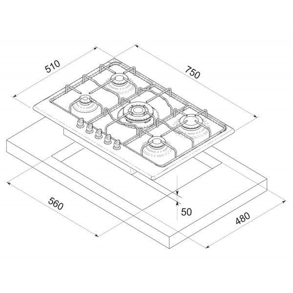 Фото - Варильна поверхня газова Freggia HA750VGTW