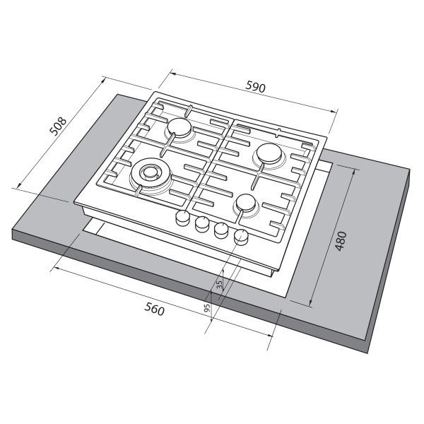 Фото - Варочная панель газовая Freggia HF640VGTX