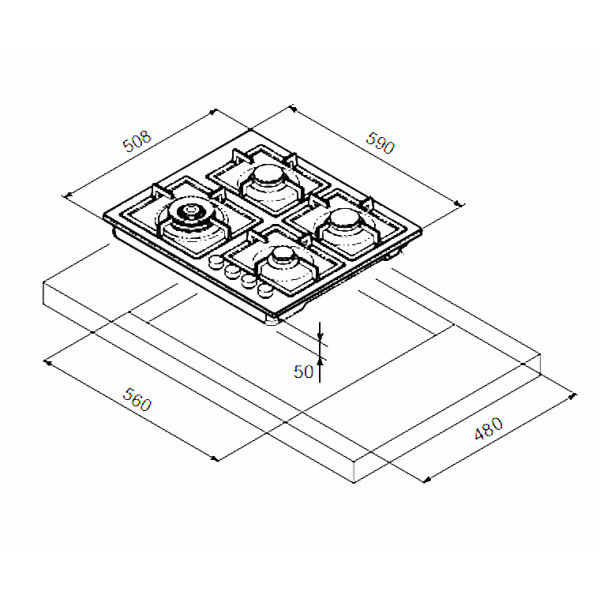 Фото - Варочная панель газовая Freggia HH640VGTX