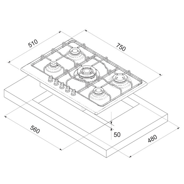 Фото - Варильна поверхня газова Freggia HR750VGTAN
