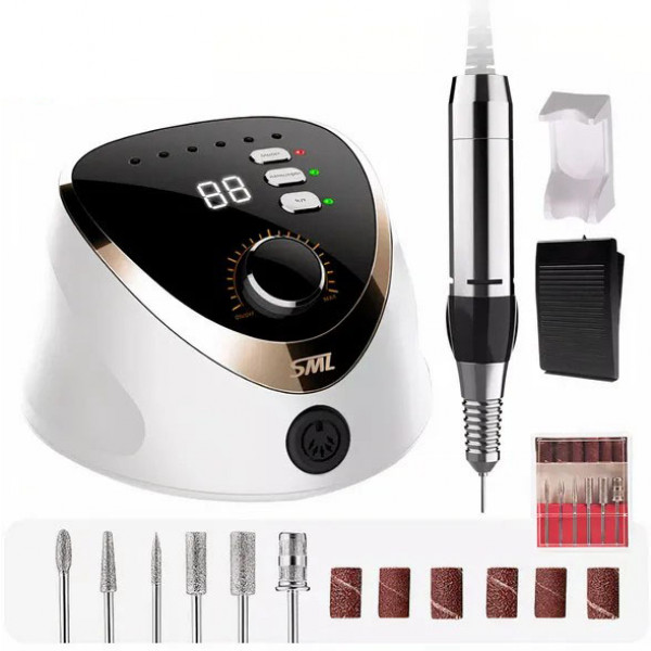 Фото - Маникюрный набор аппаратный SML Nail Sander M12 с педалью White