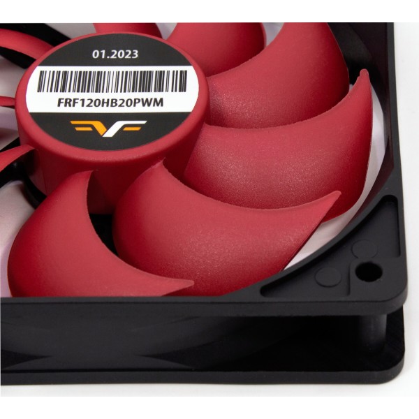 Фото - Корпусний вентилятор Frime 120x120x25мм 4Pin+Molex 2000rpm FD Bearing Black/Red (FRF120HB20PWM)