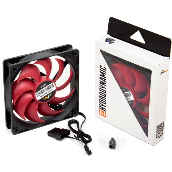 Фото - Корпусний вентилятор Frime 120x120x25мм 4Pin+Molex 2000rpm FD Bearing Black/Red (FRF120HB20PWM)