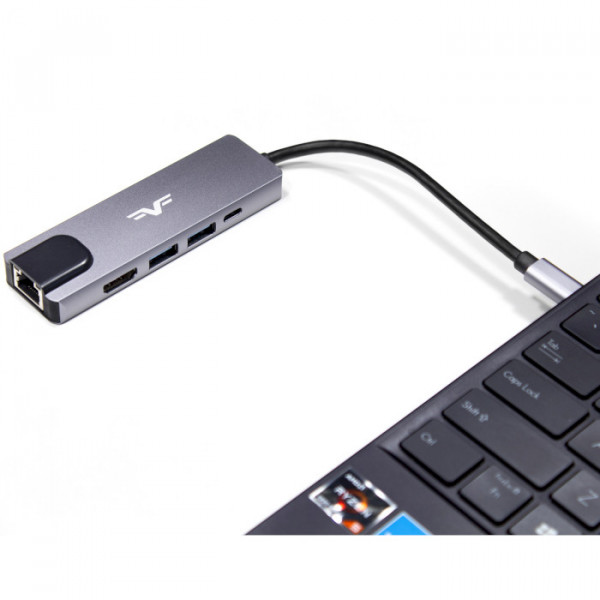 Фото - Хаб USB Frime USB3.0, USB2.0, PD, HDMI, RJ45 Space Grey (FH-5in1.201HL)