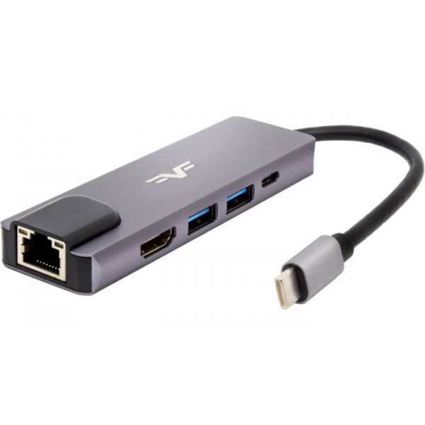 Фото - Хаб USB Frime USB3.0, USB2.0, PD, HDMI, RJ45 Space Grey (FH-5in1.201HL)