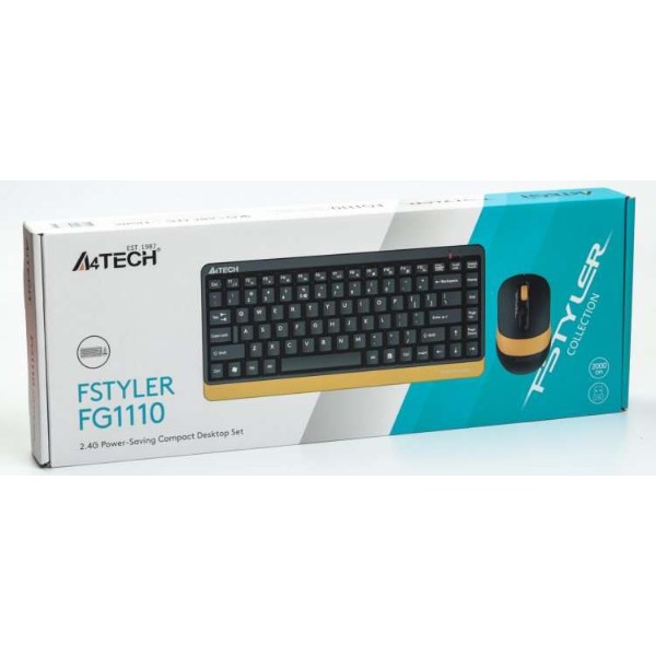 Фото - Клавиатура+мышь беспроводная A4tech Fstyler FG1110 Bumblebee