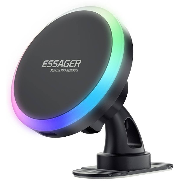 Фото - Автотримач з бездротовою зарядкою Essager Neon magnetic wireless charger car bracket beak hook + paste (EZJCX-NH01-Z)
