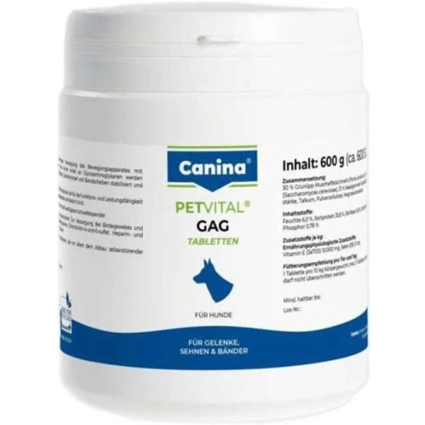 Фото - Вітамінно-мінеральний комплекс для собак Canina PETVITAL GAG 600 табл глюкозамін з екстрактом мідій (4027565723324)