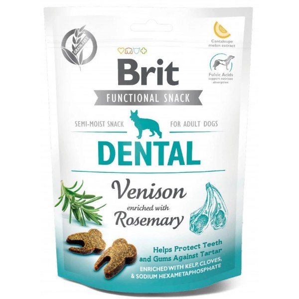 Фото - Ласощі для собак Brit Care Functional Snack Dental для захисту зубів та ясен з олениною та розмарином 150 г (8595602539949)